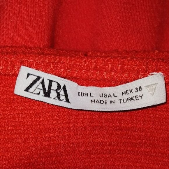 Zara Red Corset Textured Crop Top - Picture 7 of 8